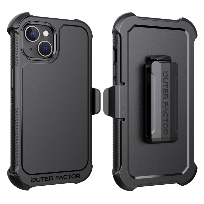 Load image into Gallery viewer, OuterFactor WorkForce Case with Belt Clip, iPhone 15, Black