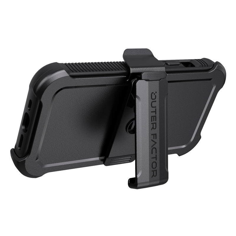 Load image into Gallery viewer, OuterFactor WorkForce Case with Belt Clip, iPhone 15, Black
