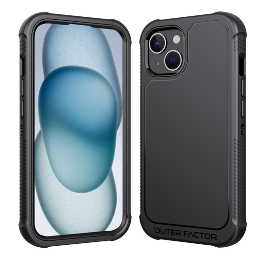 OuterFactor WorkForce Case with Belt Clip, iPhone 15, Black