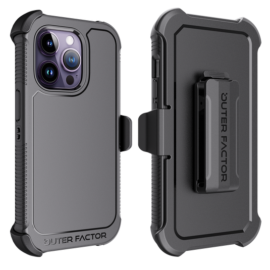 OuterFactor WorkForce Case with Belt Clip, iPhone 13 Pro, Black