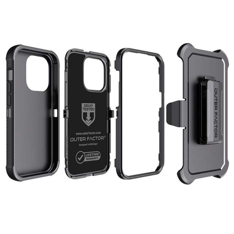 Load image into Gallery viewer, OuterFactor WorkForce Case with Belt Clip, iPhone 14 Pro, Black