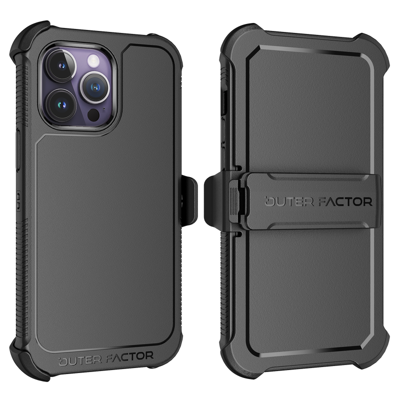 Load image into Gallery viewer, OuterFactor WorkForce Case with Belt Clip, iPhone 14 Pro Max, Black