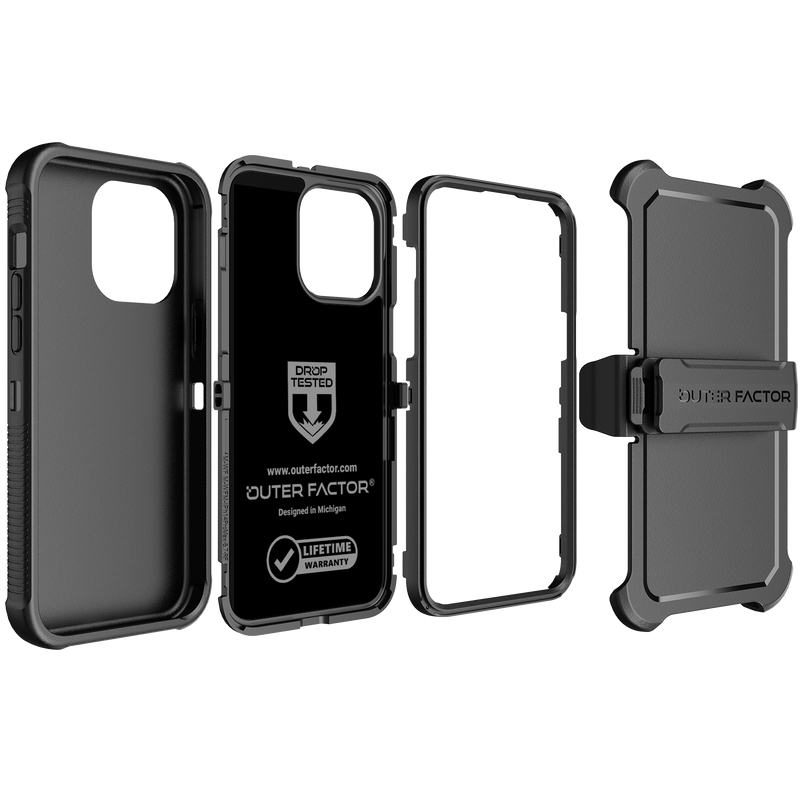 Load image into Gallery viewer, OuterFactor WorkForce Case with Belt Clip, iPhone 14 Pro Max, Black