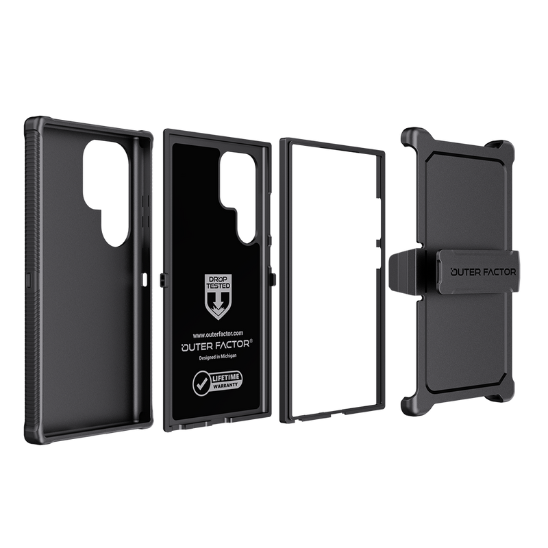 Load image into Gallery viewer, Galaxy S24 Ultra (2024) with Belt Clip, Black - WorkForce Case by OuterFactor