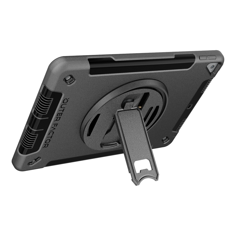 Load image into Gallery viewer, iPad 10.2 (7/8/9th Gen), Black, Kickstand, Hand Strap, Screen Protector - WorkForce Pro Case by OuterFactor