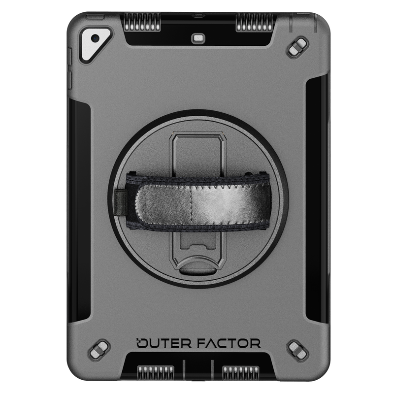 Load image into Gallery viewer, iPad 10.2 (7/8/9th Gen), Black, Kickstand, Hand Strap, Screen Protector - WorkForce Pro Case by OuterFactor
