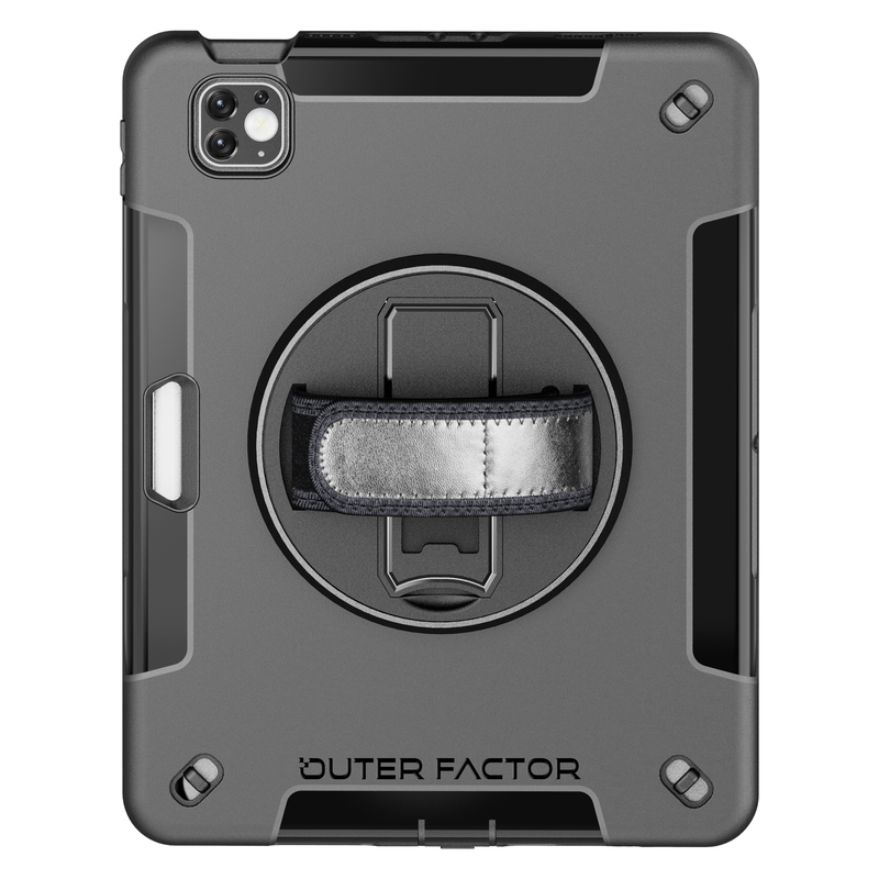 Load image into Gallery viewer, OuterFactor WorkForce Pro Case, iPad Pro 11 (1/2/3rd Gen)/ Air (4/5th Gen), Black, Kickstand, Hand Strap, Screen Protector, Pen Holder