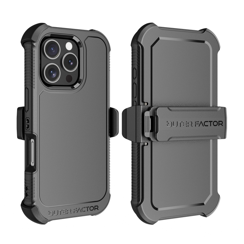 Load image into Gallery viewer, OuterFactor WorkForce Case with Belt Clip, iPhone 16 Pro, Black