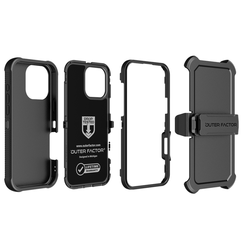 Load image into Gallery viewer, OuterFactor WorkForce Case with Belt Clip, iPhone 16 Pro Max, Black