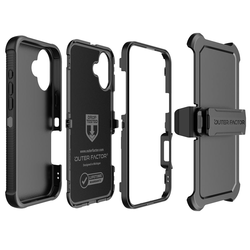 Load image into Gallery viewer, OuterFactor WorkForce Case with Belt Clip, iPhone 16 Plus, Black