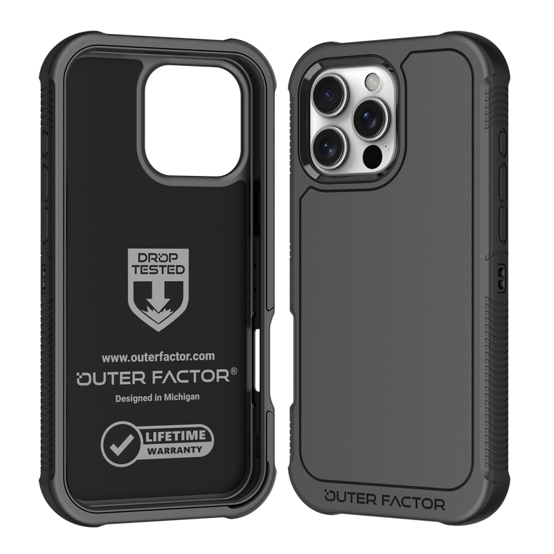 Load image into Gallery viewer, OuterFactor WorkForce Case with Belt Clip, iPhone 16 Pro Max, Black