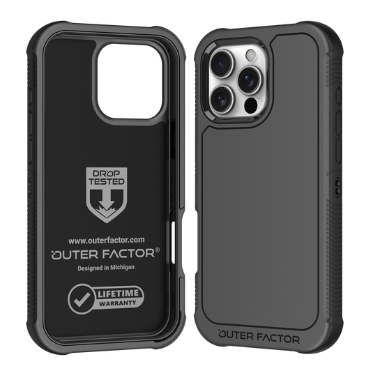 OuterFactor WorkForce Case with Belt Clip, iPhone 16 Pro Max, Black