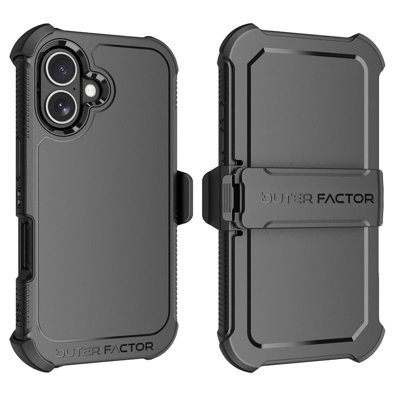 Load image into Gallery viewer, OuterFactor WorkForce Case with Belt Clip, iPhone 16, Black