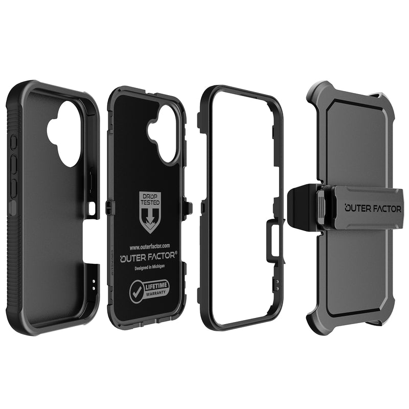 Load image into Gallery viewer, OuterFactor WorkForce Case with Belt Clip, iPhone 16, Black