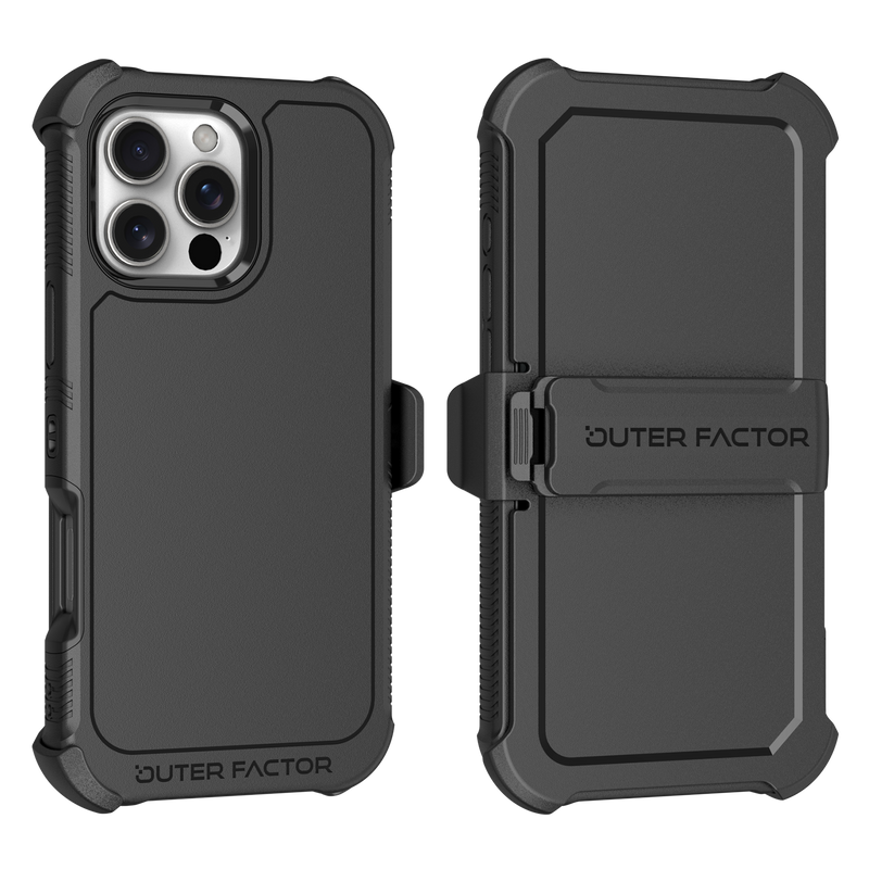 Load image into Gallery viewer, OuterFactor WorkForce Case with Belt Clip, iPhone 16 Pro Max, Black
