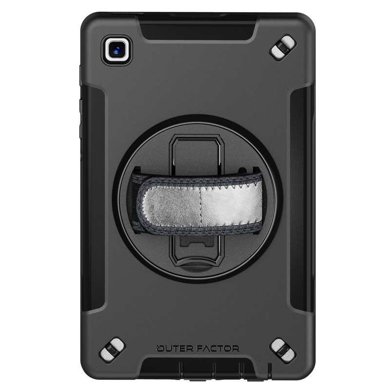 Load image into Gallery viewer, *PROMO!* OuterFactor WorkForce Pro Case, Tab A7 Lite (2021), Black, Kickstand, Hand Strap, Screen Protector
