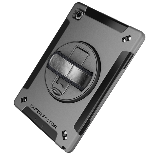 OuterFactor WorkForce Pro Case, Tab A8 10.5 (2021), Black, Kickstand, Hand Strap, Screen Protector