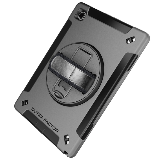 OuterFactor WorkForce Pro Case, Tab A8 10.5 (2021), Black, Kickstand, Hand Strap, Screen Protector