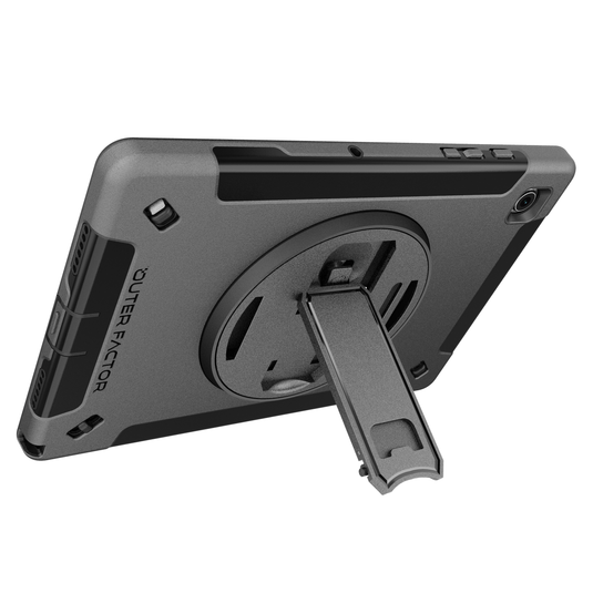 OuterFactor WorkForce Pro Case, Tab A8 10.5 (2021), Black, Kickstand, Hand Strap, Screen Protector