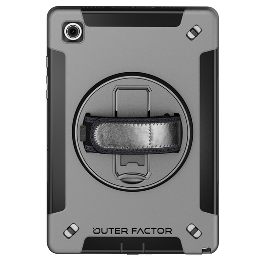OuterFactor WorkForce Pro Case, Tab A8 10.5 (2021), Black, Kickstand, Hand Strap, Screen Protector