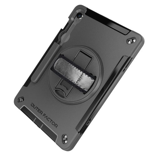 OuterFactor WorkForce Pro Case, S9 FE (2023), Black, Kickstand, Hand Strap, Screen Protector