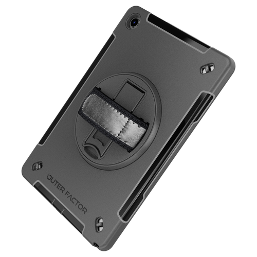 OuterFactor WorkForce Pro Case, Tab A9+ (2023), Black, Kickstand, Hand Strap, Screen Protector