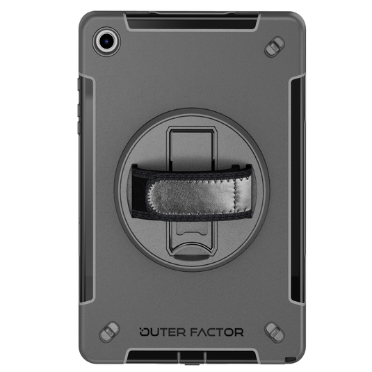 OuterFactor WorkForce Pro Case, Tab A9+ (2023), Black, Kickstand, Hand Strap, Screen Protector