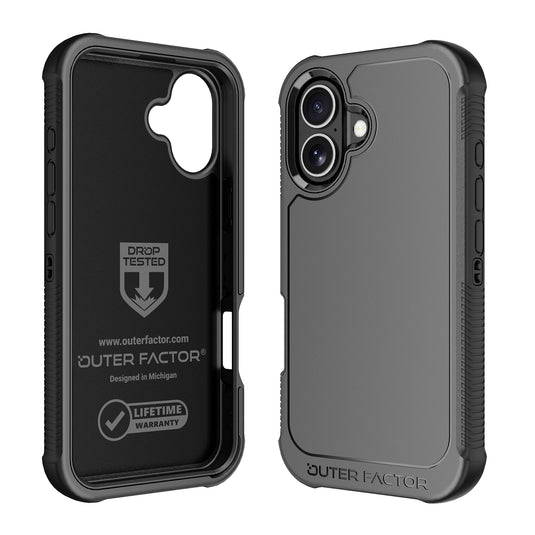 OuterFactor WorkForce Case with Belt Clip, iPhone 16 Plus, Black