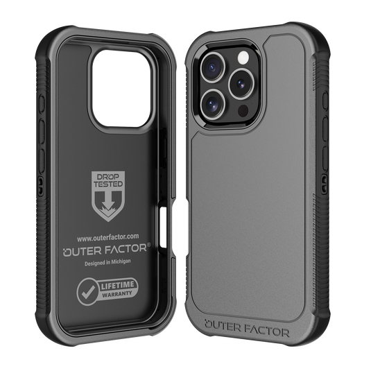 OuterFactor WorkForce Case with Belt Clip, iPhone 16 Pro, Black